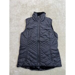 North Face Mossbud Reversable Vest Womens Large Black Quilted Fleece Full Zip